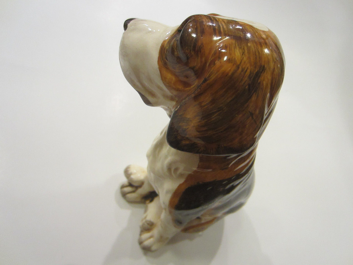 Folk Art Ceramic Seated Springer Spaniel Hand Painted Glazed Statue