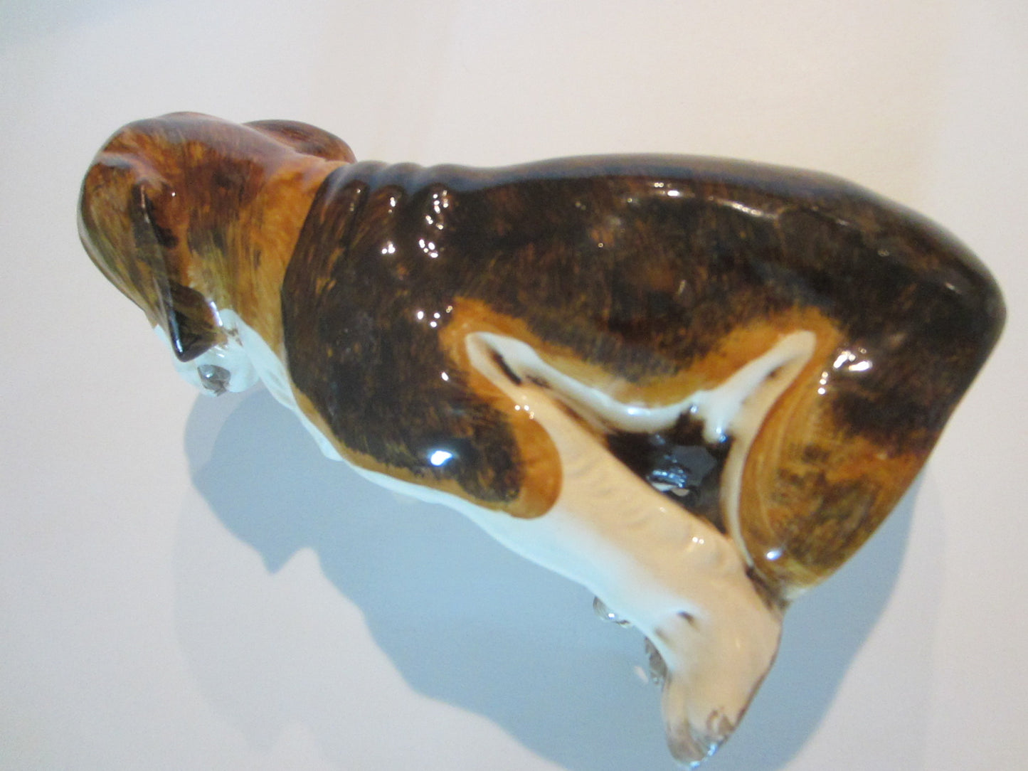 Folk Art Ceramic Seated Springer Spaniel Hand Painted Glazed Statue