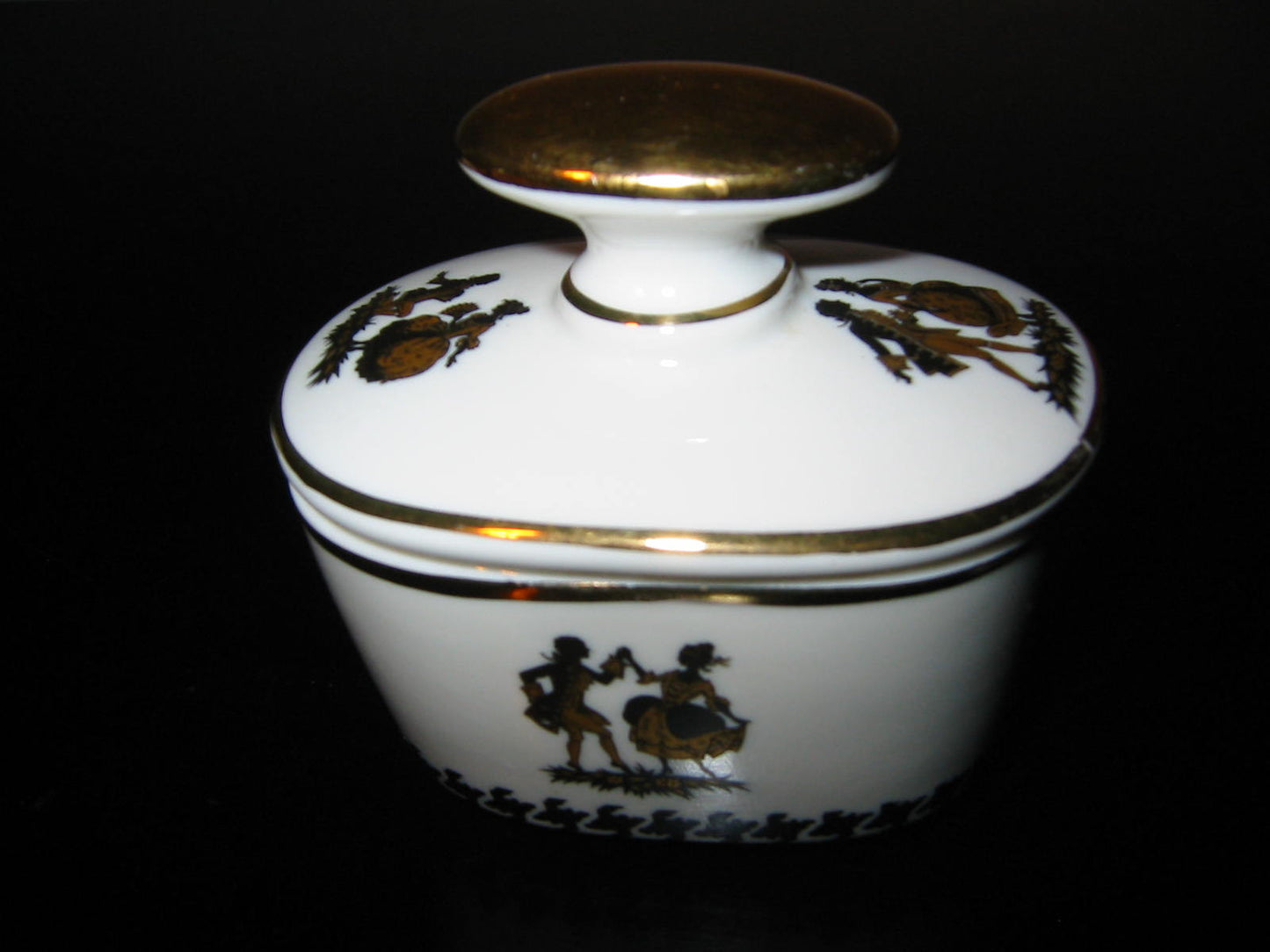 Bavaria Germany Black Gold Dancers Porcelain Oblong Tray Inkwell - Designer Unique Finds 
 - 2