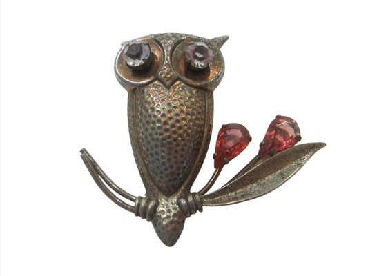 Joseff of Hollywood Style Hand Soldered Sterling Owl Brooch