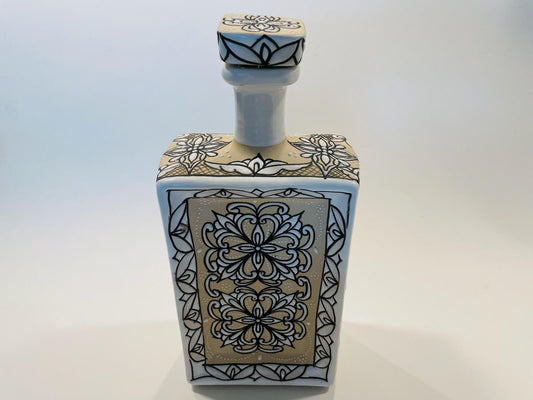 Dos Artes Plata Hand Decorated Ceramic Floral Enameling Decanter