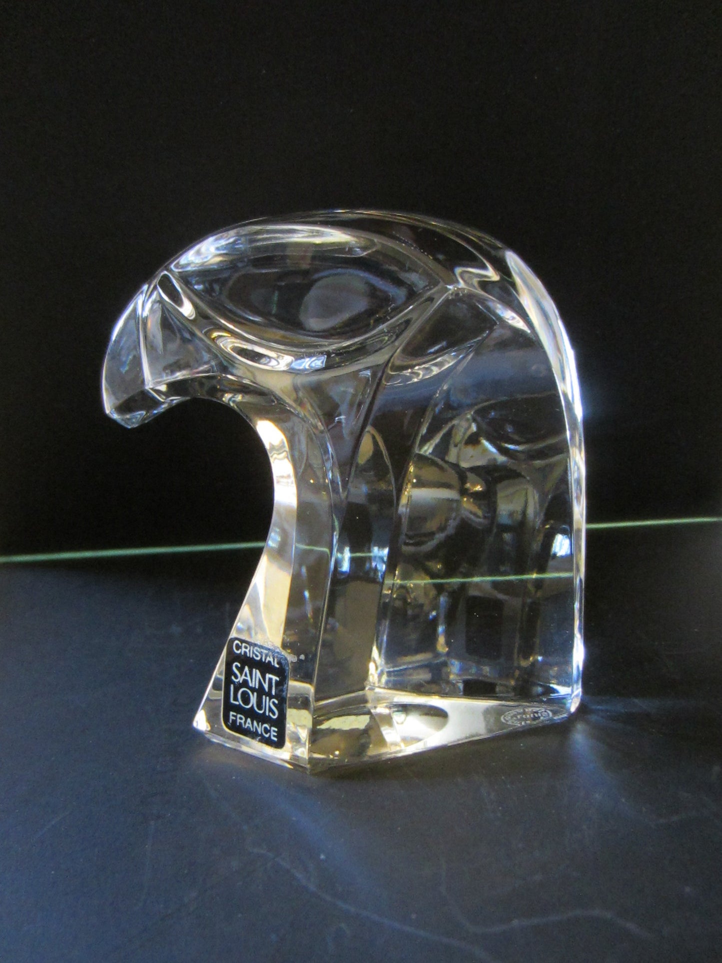 Cristal Saint Louis France Signed Crystal Bald Eagle Head - Designer Unique Finds 
 - 1