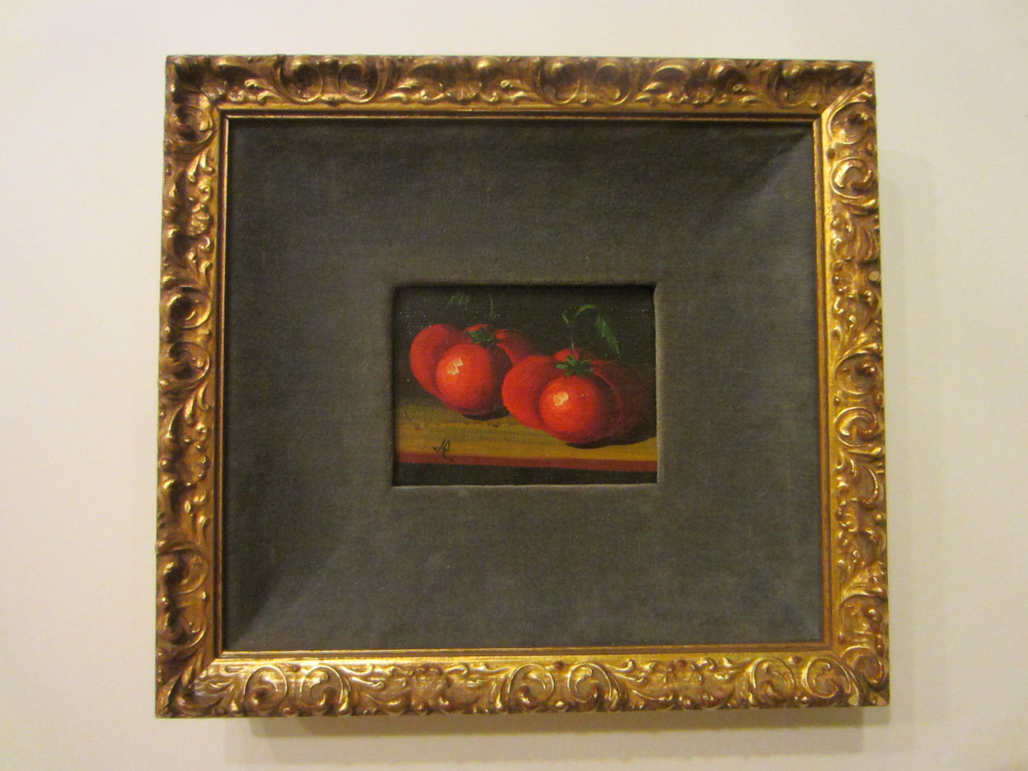 Still Life  Red Tomatoes Oil On Canvas Spanish Painting Signed JR - Designer Unique Finds 