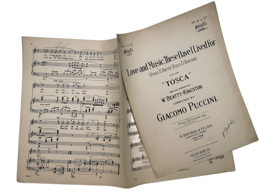 Tosca Composed Manuscripts By Giacomo Puccini Ephemera Copyright 1906 G Ricordi New York