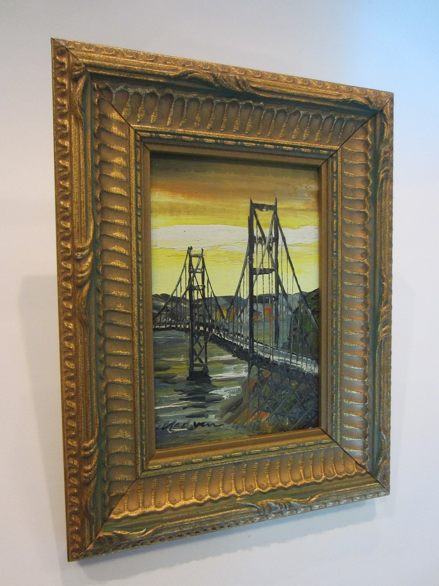 San Francisco Golden Gate Bridge Impressionist Sunset Signed Painting