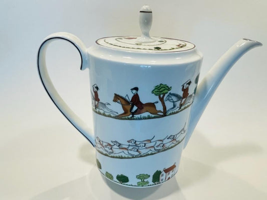 Coalport England Teapot Fine Bone China Hunting Scene