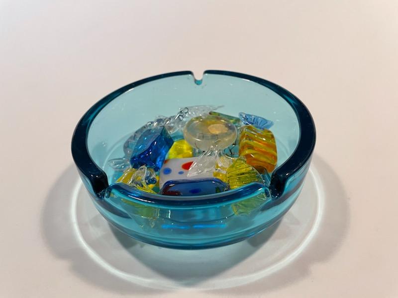 3x glass ashtray ashtray ashtray classic round design Ø10.5 cm blue