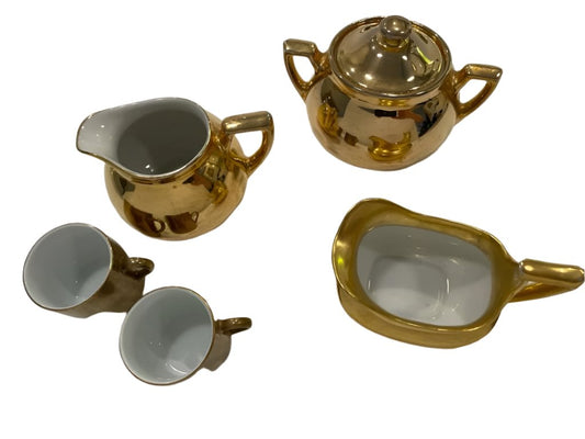 Hall Glo Gold Brief Six Piece Breakfast Set Gold Decorated Marked