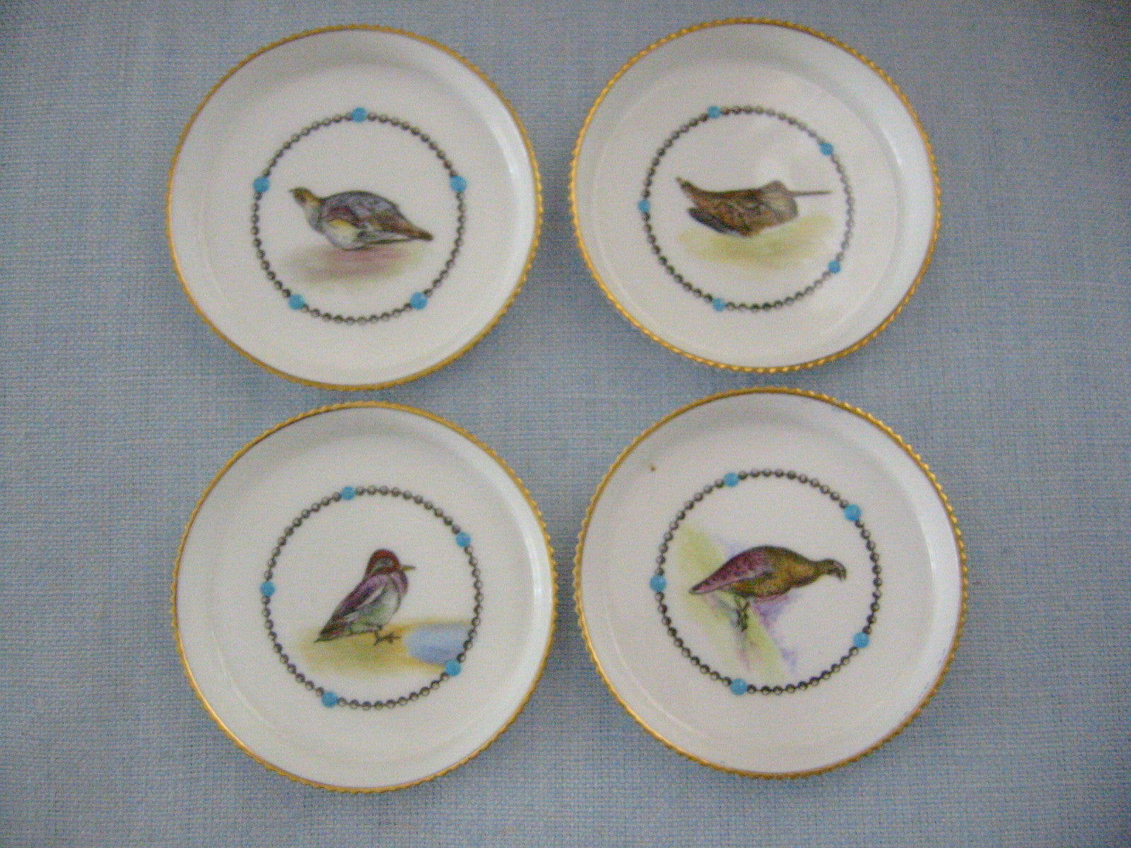 Royal Worcester Fine Bone China England Game Birds China Enameled Coasters - Designer Unique Finds 