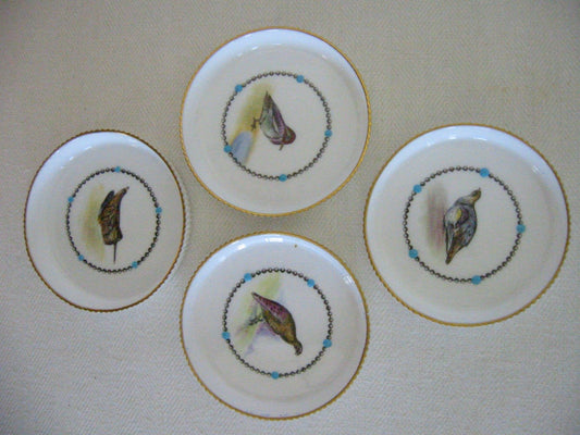 Royal Worcester Fine Bone China England Game Birds China Enameled Coasters - Designer Unique Finds 