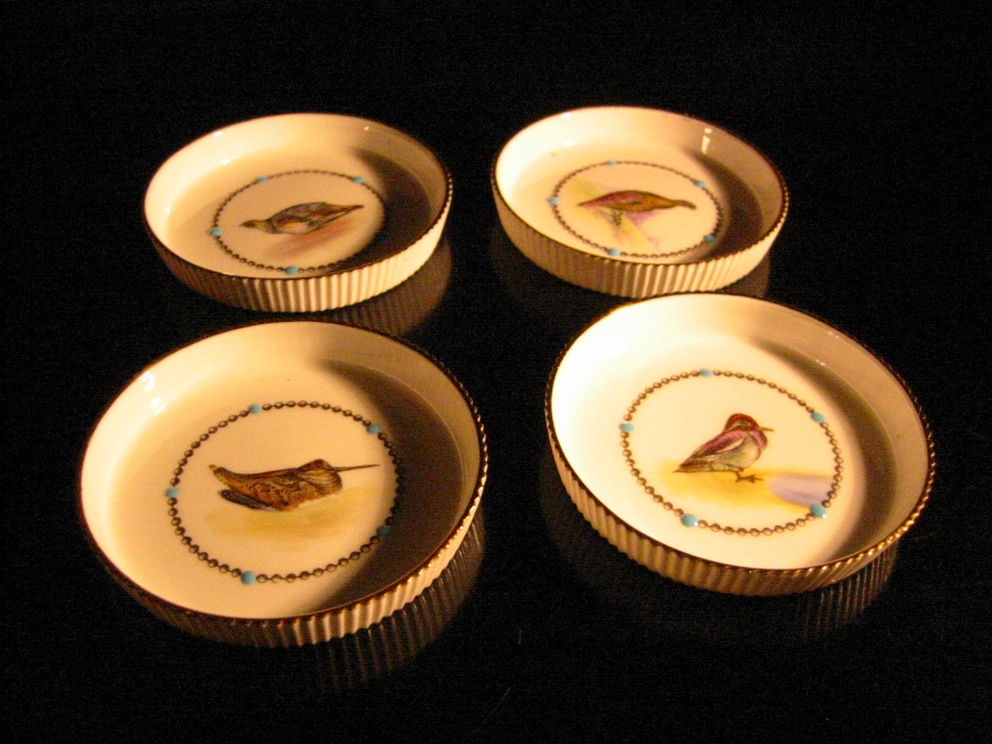 Royal Worcester Fine Bone China England Game Birds China Enameled Coasters - Designer Unique Finds 