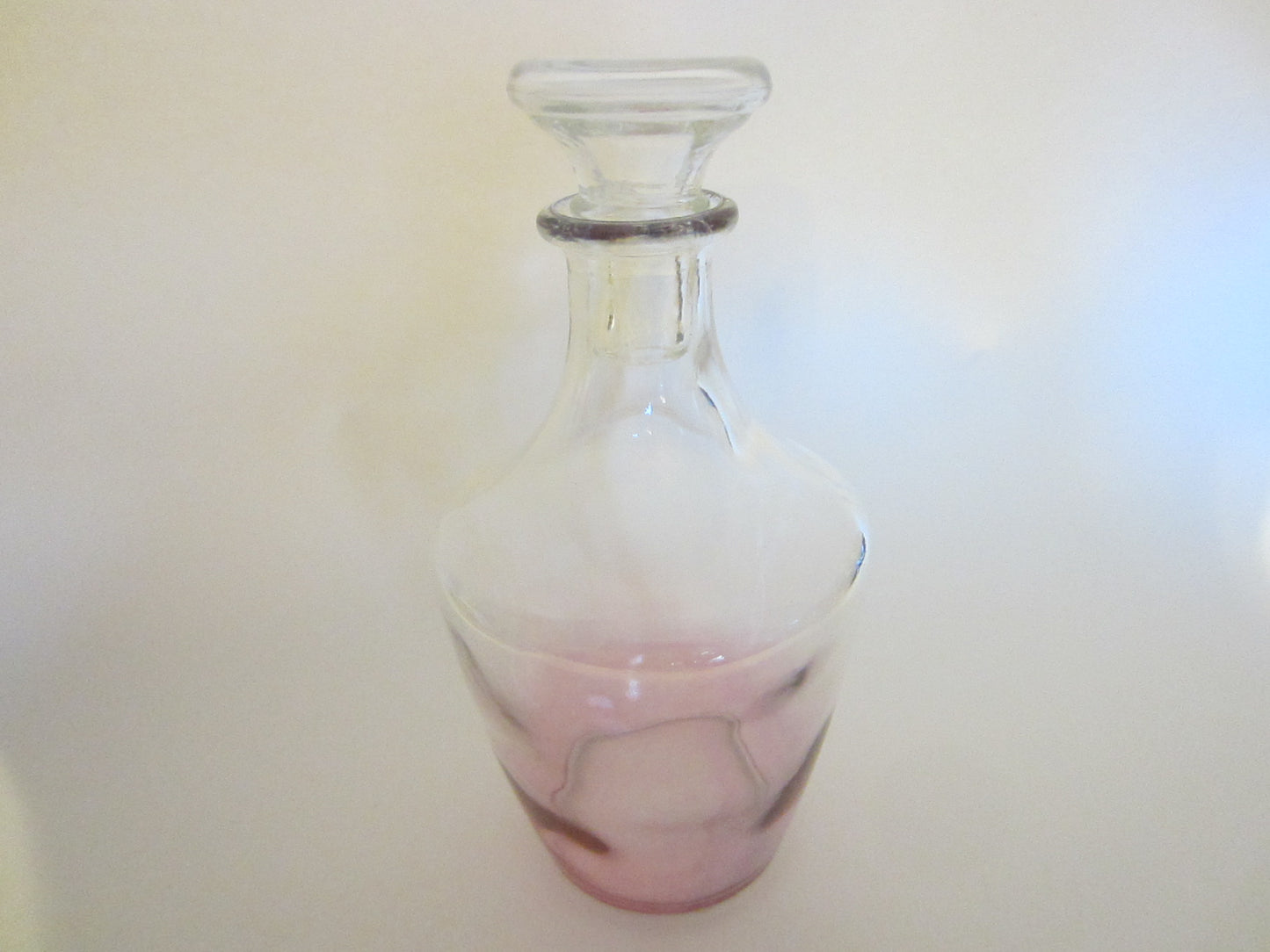 French Pink Rose Apothecary Glass Decanter Marked France