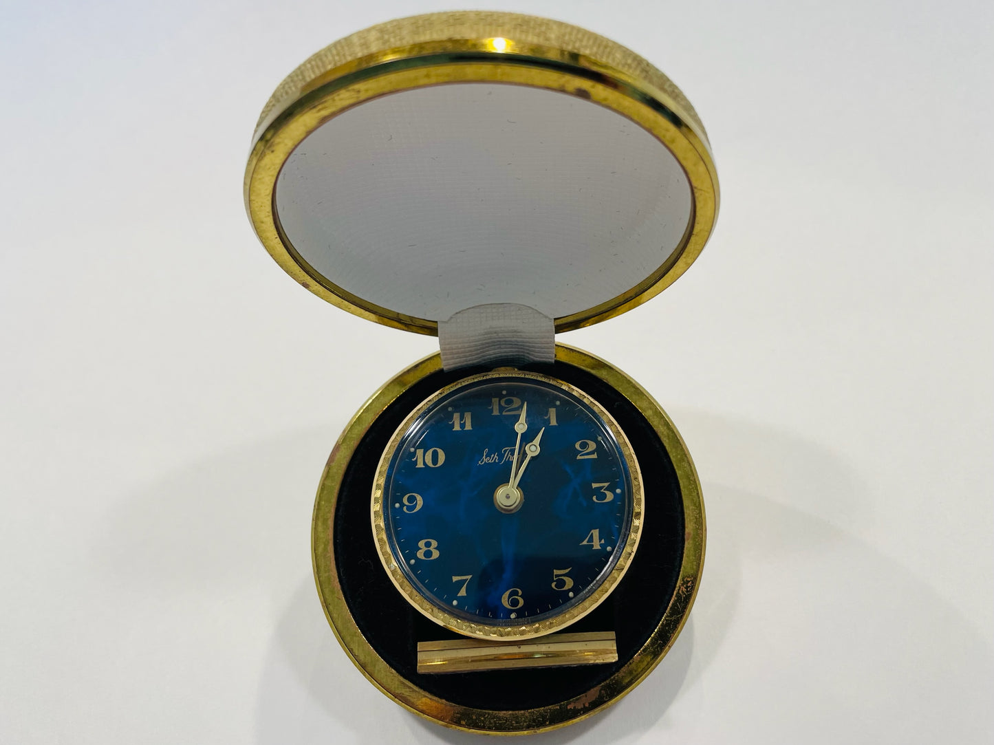 Seth Thomas Germany Hand Winding Cased Travel Alarm Clock