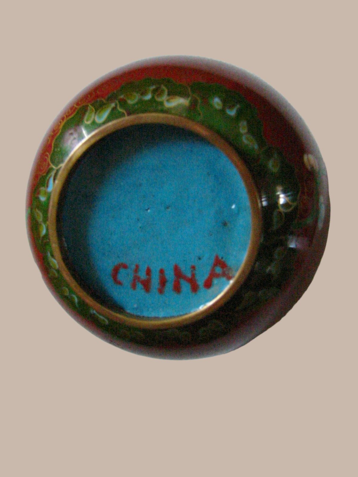 China Cloisonne Ginger Jar Floral Enameling Gold Scrolled Brass Foot