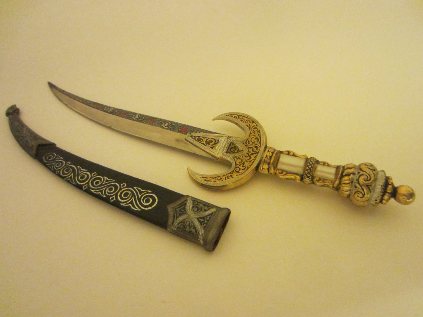 Sword Letter Opener Brass Jeweled Leather Case - Designer Unique Finds 
 - 1