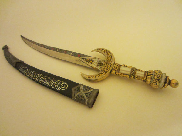 Sword Letter Opener Brass Jeweled Leather Case - Designer Unique Finds 
 - 1