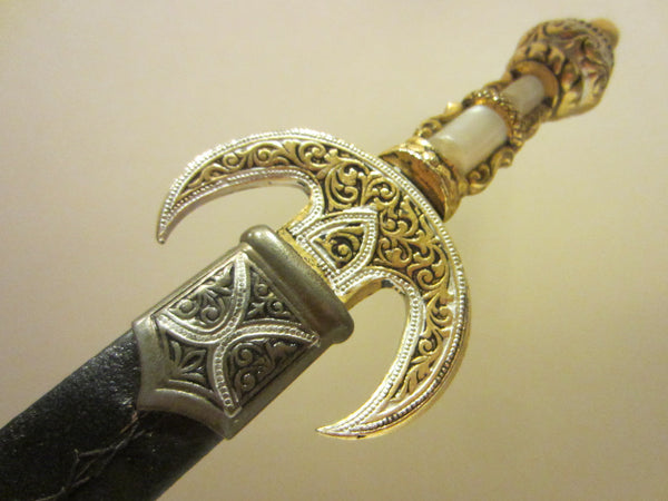 Sword Letter Opener Brass Jeweled Leather Case - Designer Unique Finds 
 - 2