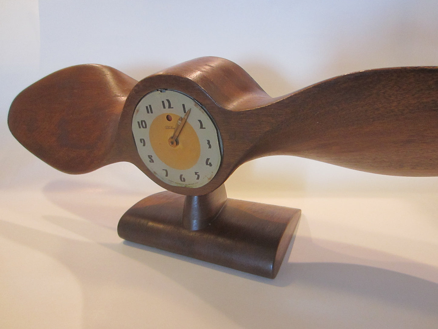 Art Deco Telechron Propeller Plug In Mahogany Mantle Clock