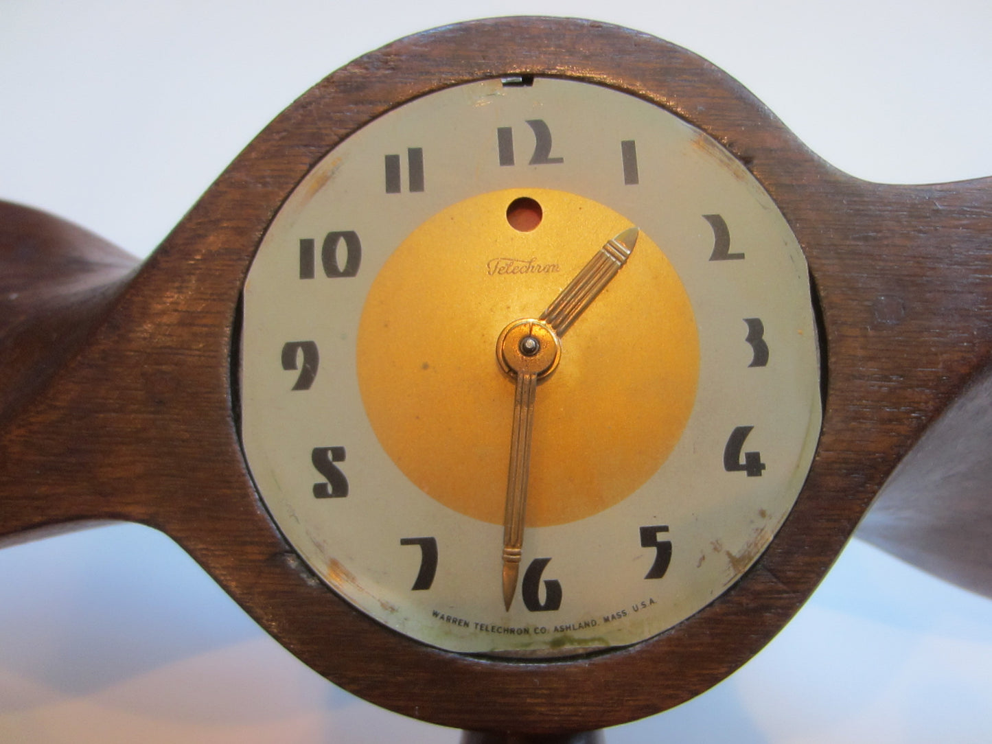 Art Deco Telechron Propeller Plug In Mahogany Mantle Clock