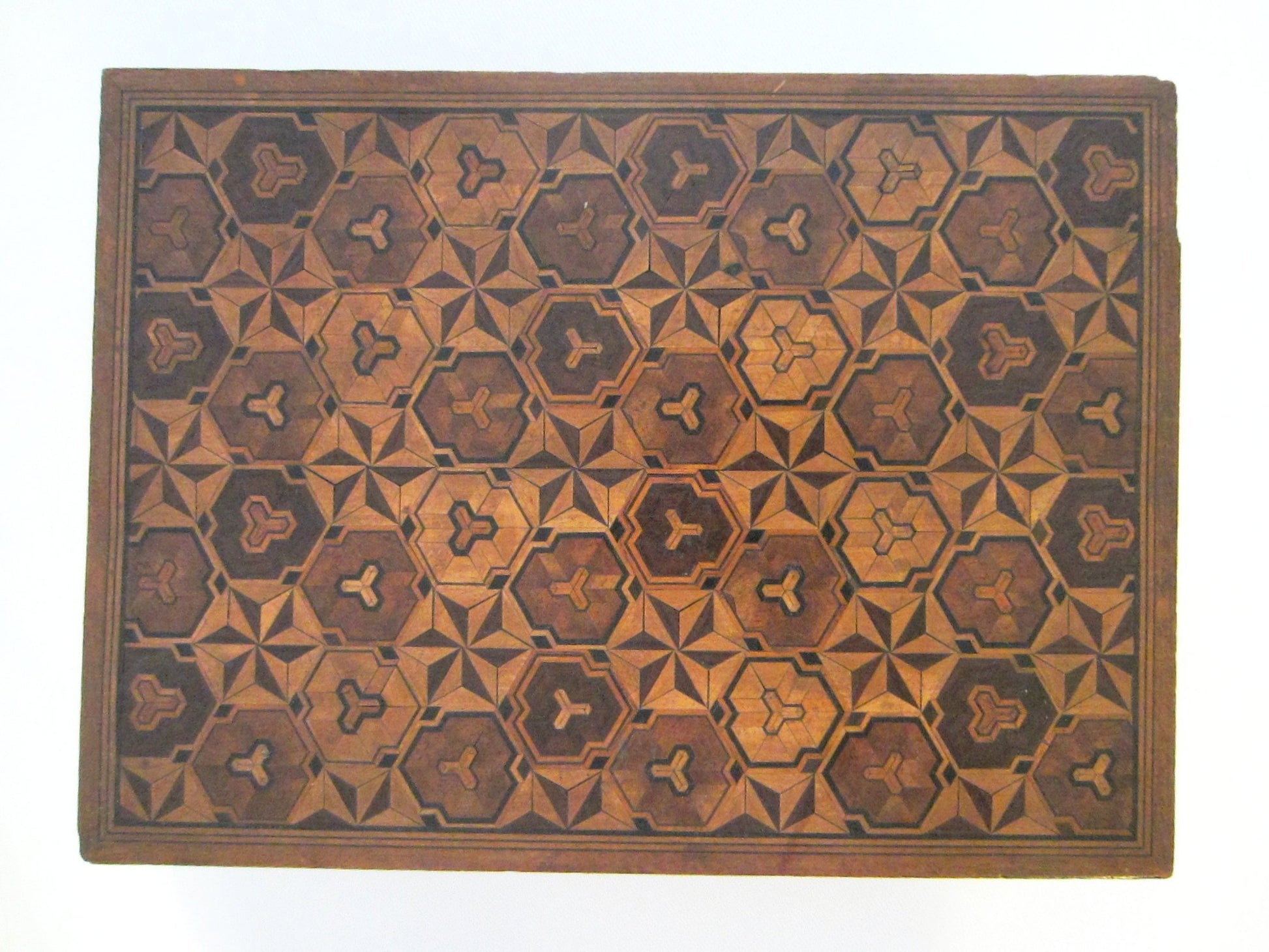 Parquetry Inlaid Marquetry Art Deco Rectangular Puzzle Style Insartia Box - Designer Unique Finds 
 - 3