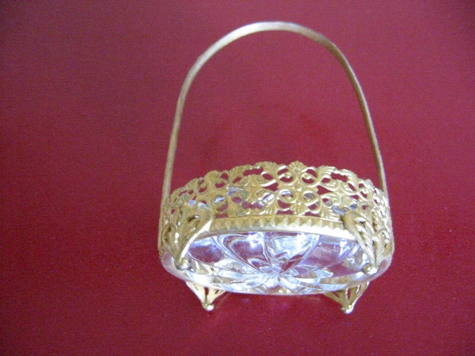 Ormolu Pierced Brass Basket Crystal Bowl Insert - Designer Unique Finds 
 - 4