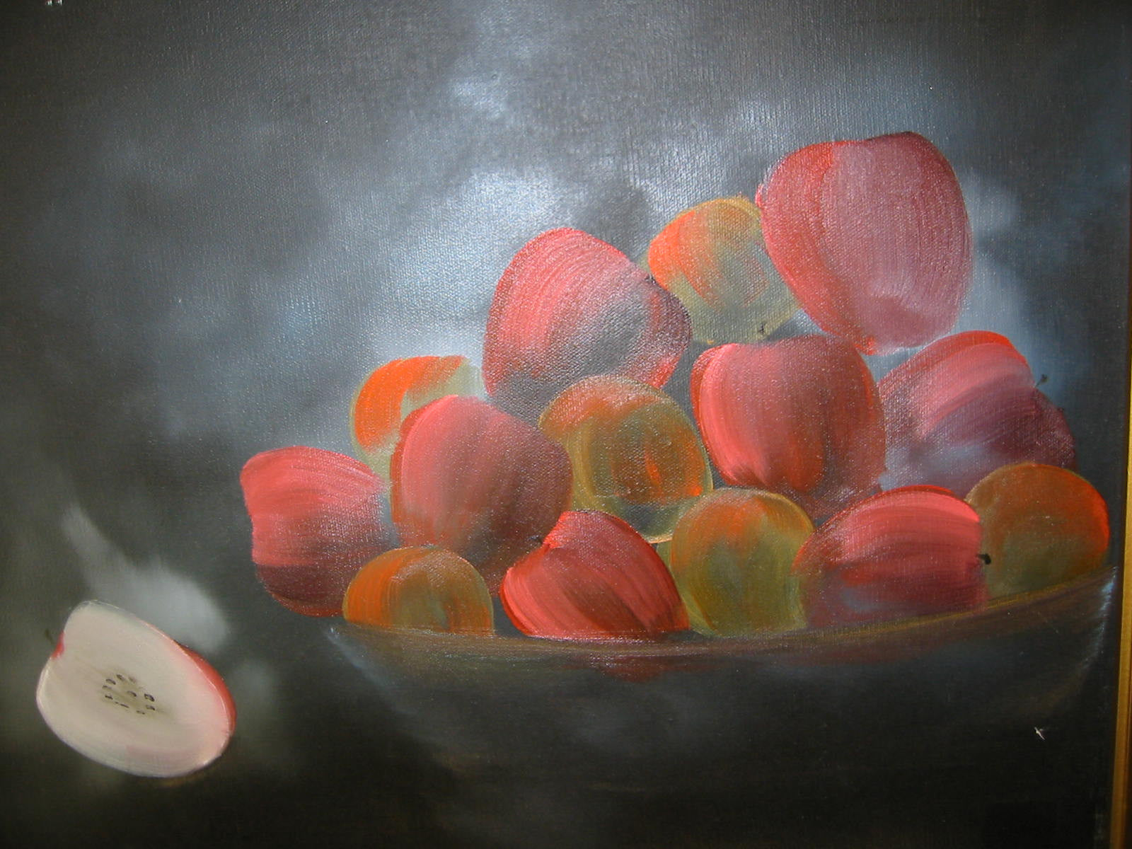 Still Life Red Apples Fruit Bowl Oil On Canvas - Designer Unique Finds 