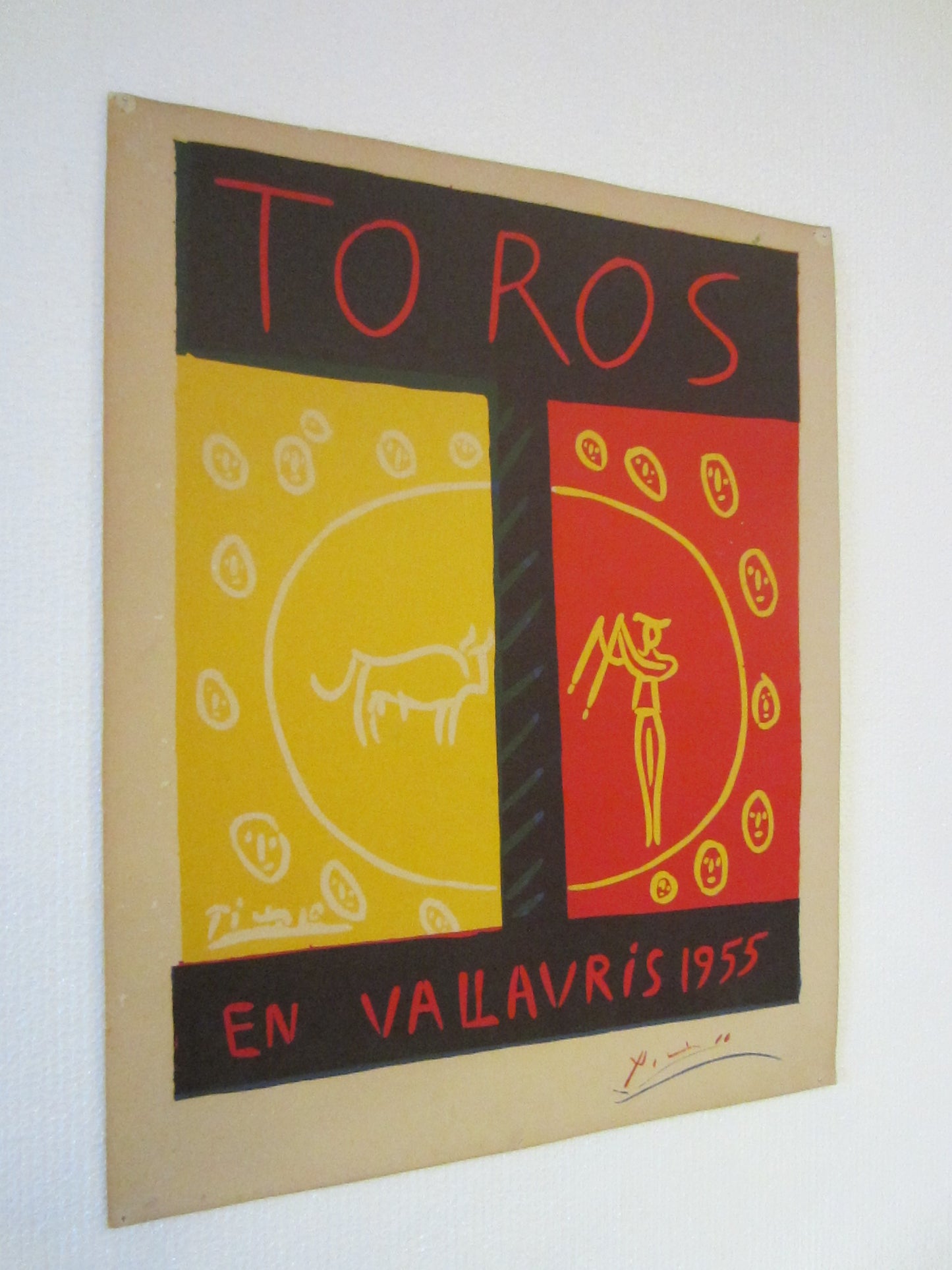 Toros En Vallauris 1955 Picasso Abstract Copy Signed Exhibition Poster