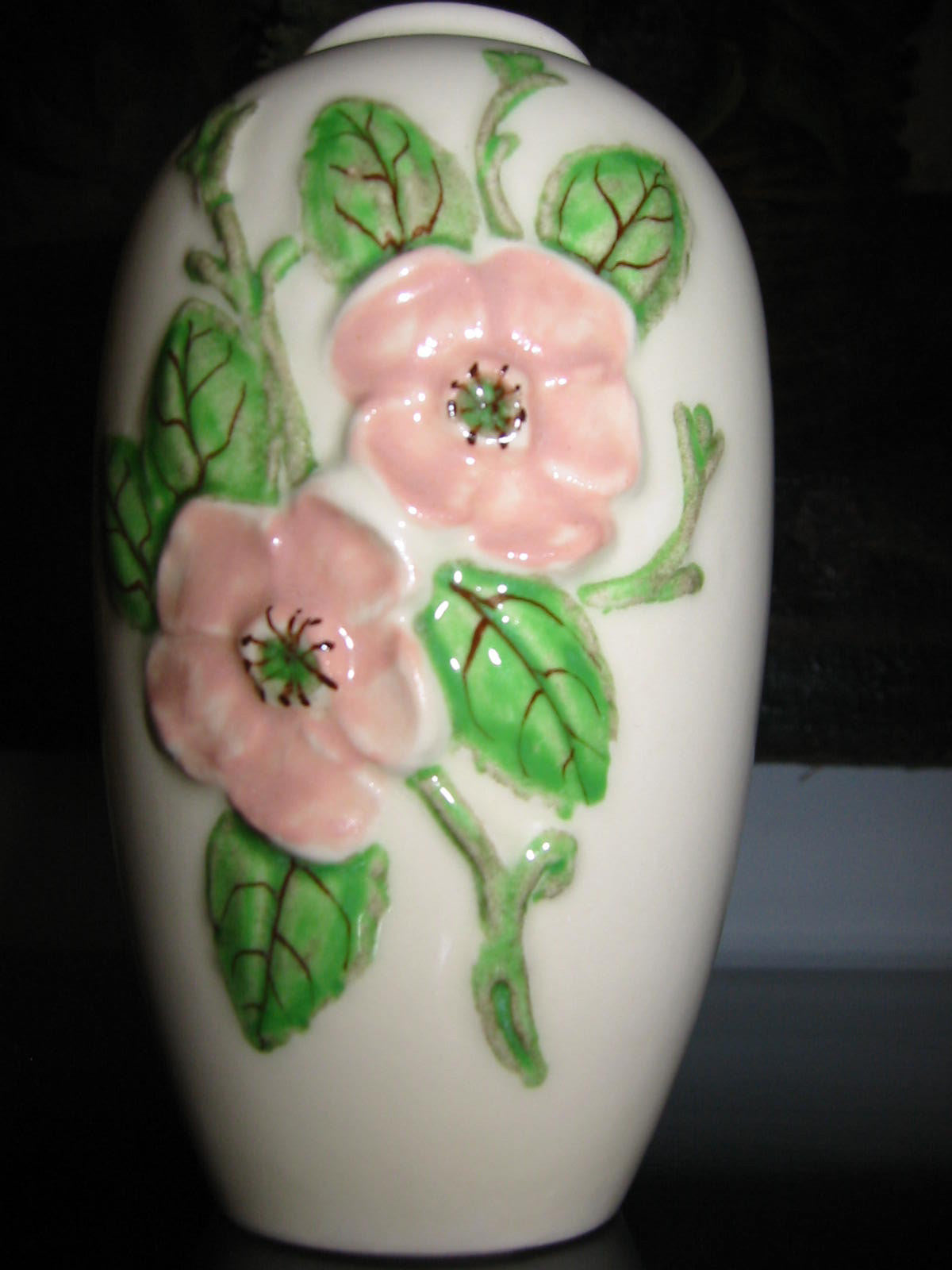 Hull Pottery Rosella Flower Vase Pink Rose Green Stem Design - Designer Unique Finds 