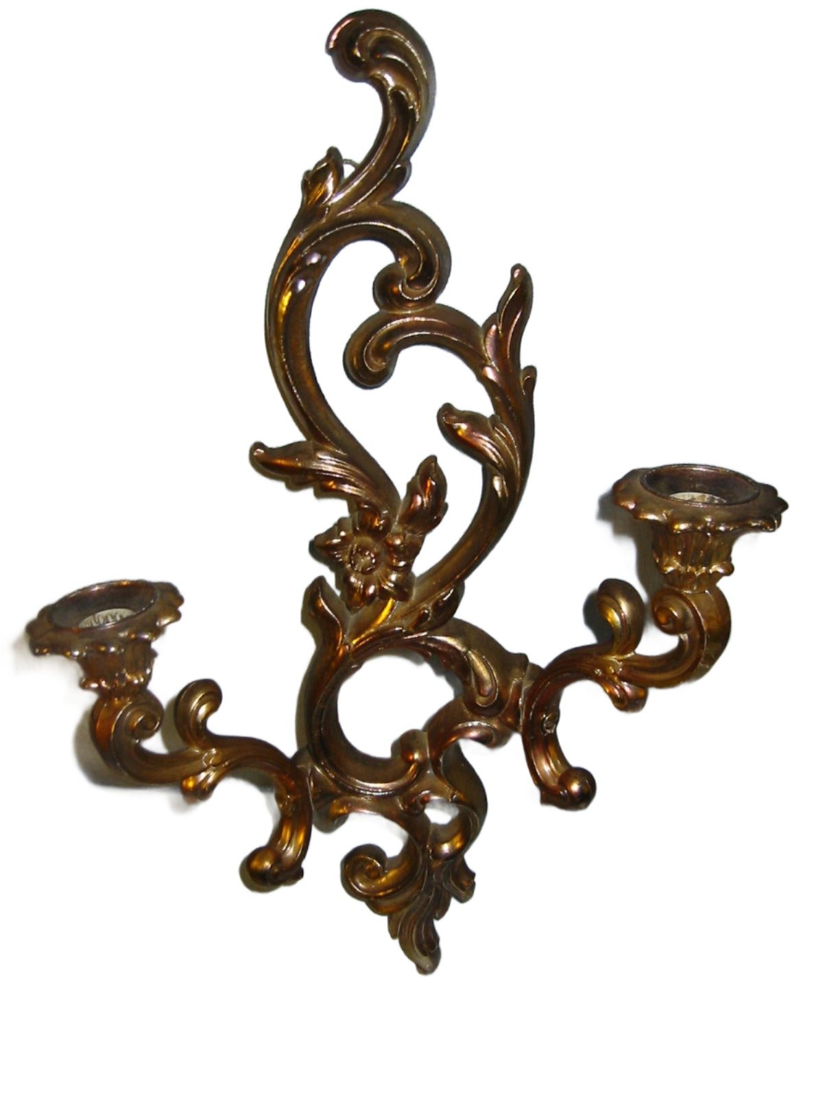 Golden Candle Wall Sconce Floral Decoration - Designer Unique Finds 