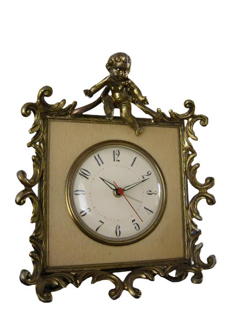 Art Deco American Cherub Crest Brass Electric Clock - Designer Unique Finds 
 - 3