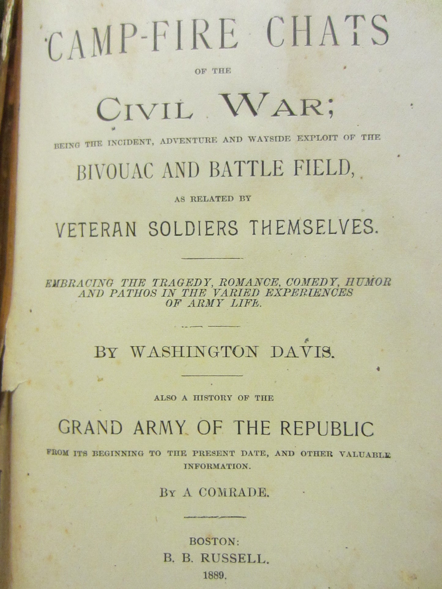 Camp Fire Chats of The Civil War Illustrated Historic Book By Washington Davis - Designer Unique Finds 
 - 2