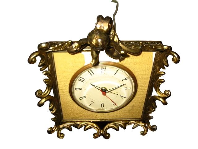 Art Deco American Cherub Crest Brass Electric Clock - Designer Unique Finds 
 - 1