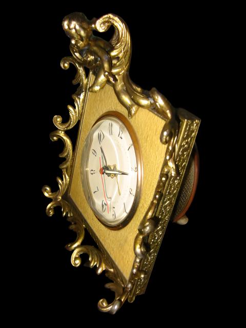 Art Deco American Cherub Crest Brass Electric Clock - Designer Unique Finds 
 - 2