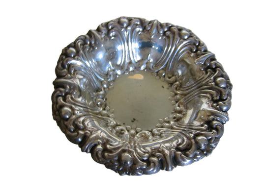 Gorham Silver Bowl Art Deco Floral Design Marked In Etch - Designer Unique Finds 