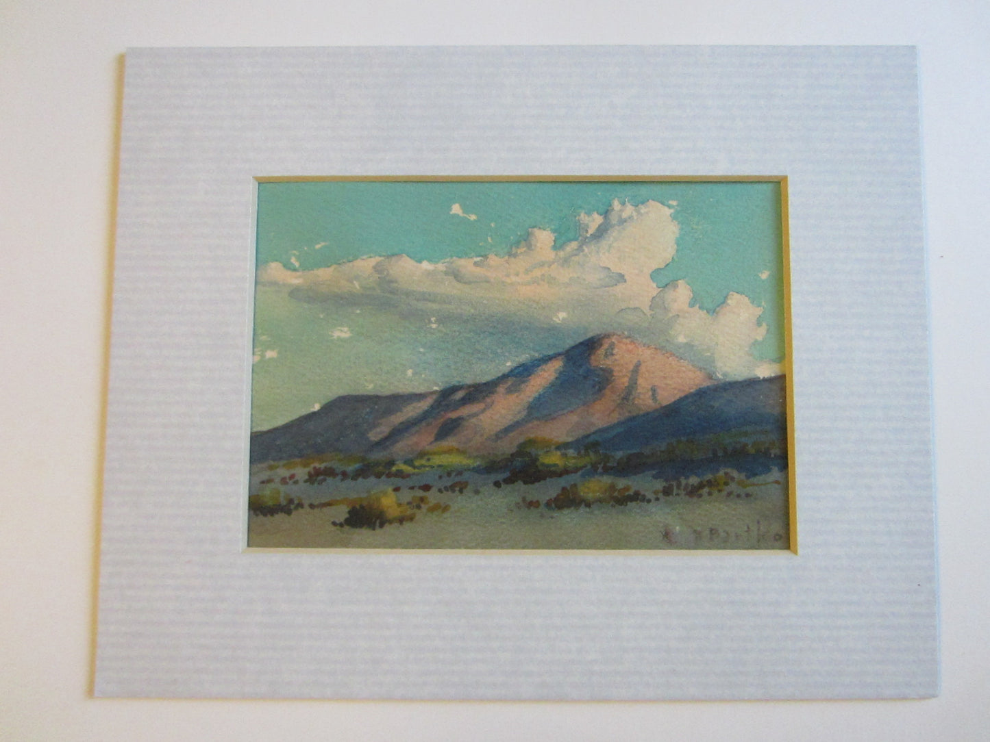 William J Bartko Desert Landscape Mountain View Signed Watercolor Gouache