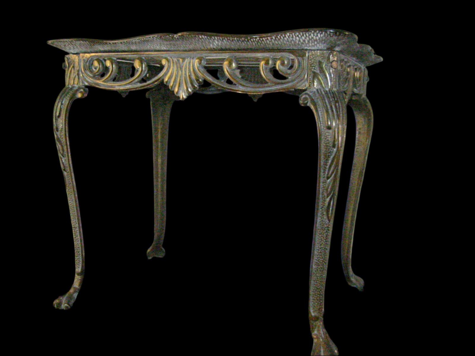 W H Howell Glass Top Bronze Art Deco Accent Table - Designer Unique Finds 