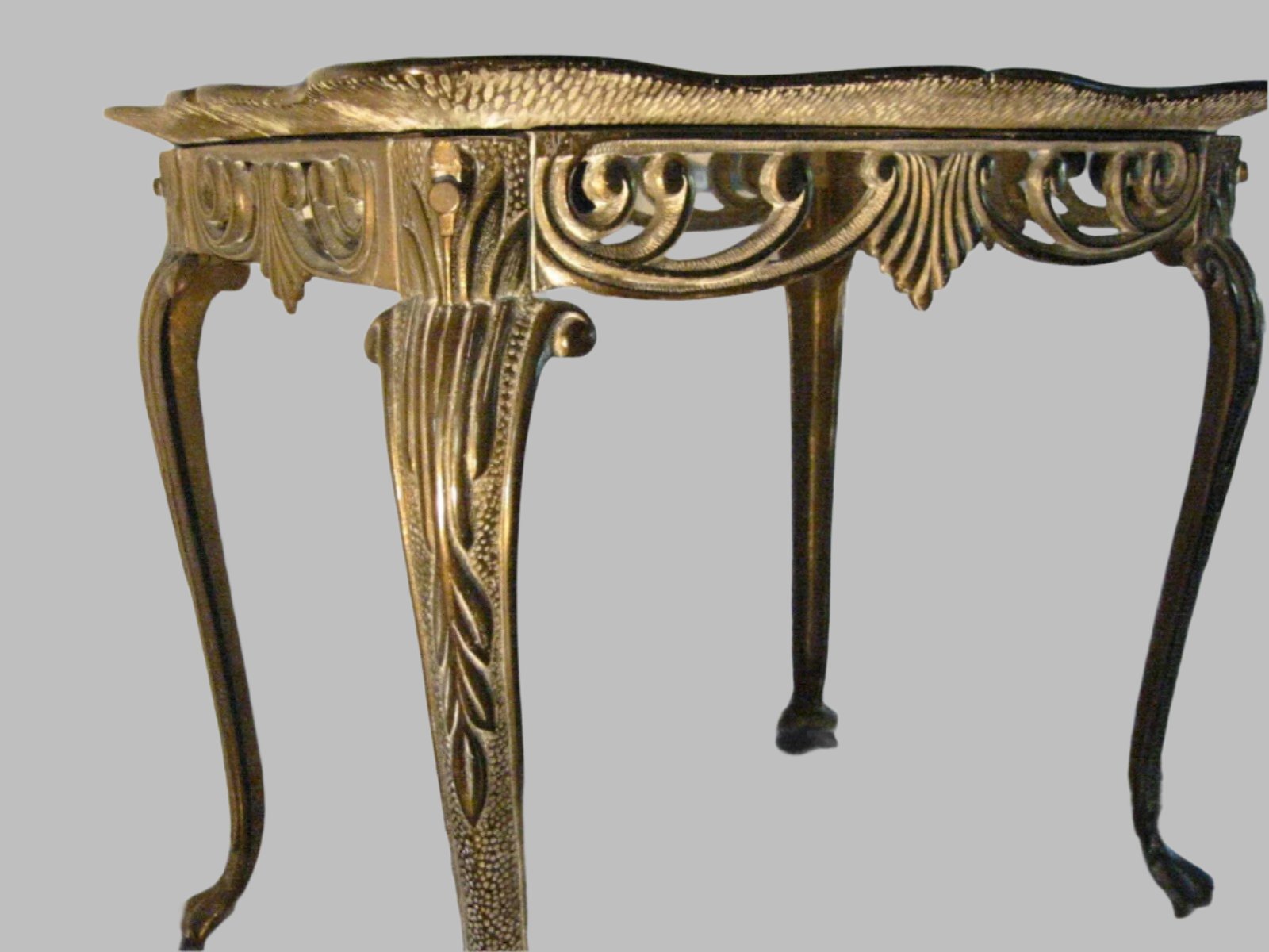 W H Howell Glass Top Bronze Art Deco Accent Table - Designer Unique Finds 