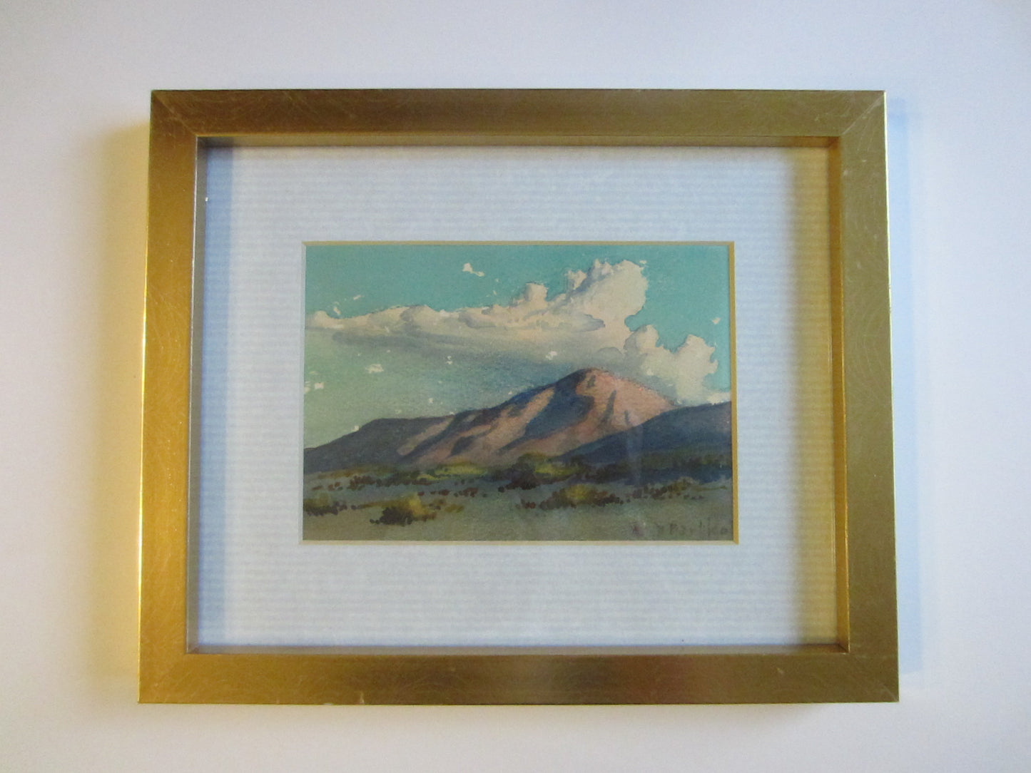 Desert Landscape Watercolor Guache Mountain View Signed By Artist - Designer Unique Finds 