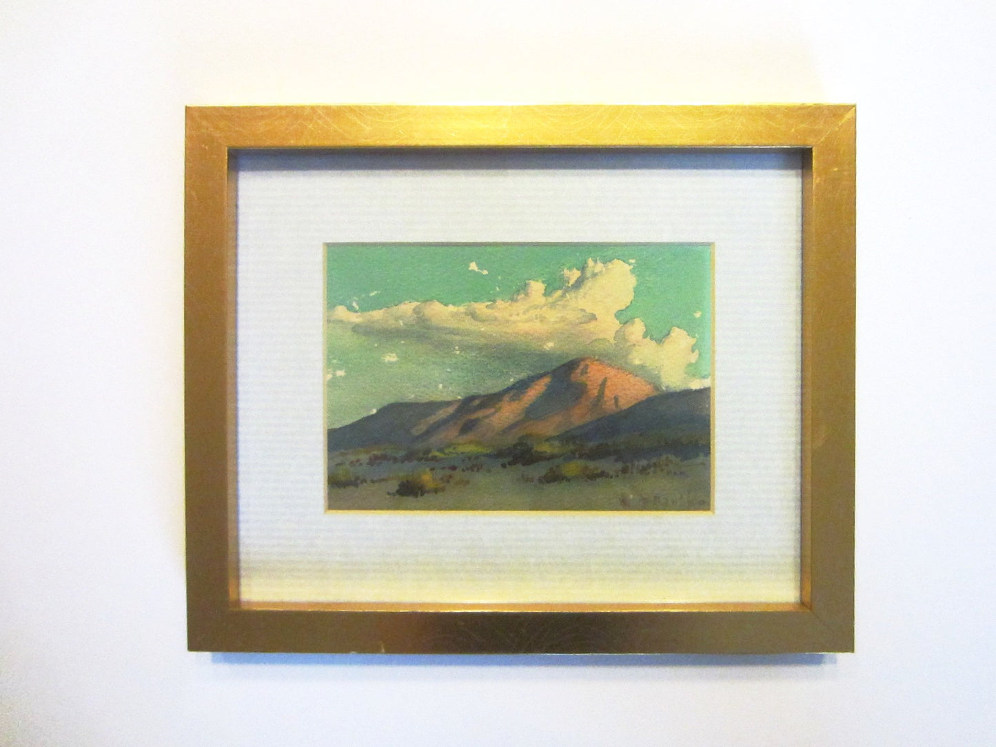 William J Bartko Desert Landscape Mountain View Signed Watercolor Gouache  - Designer Unique Finds 