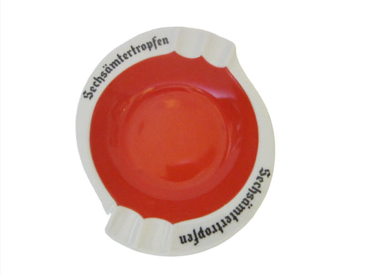 Schwarzenhammer Bavaria Sechamtertropfen Porcelain Ashtray Red And White - Designer Unique Finds 