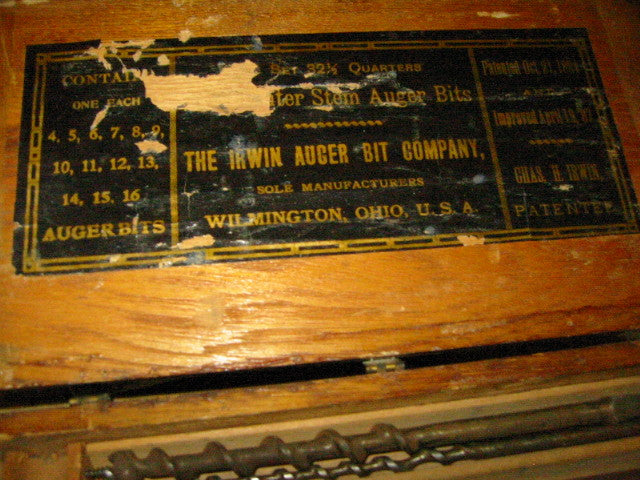 Irwin Auger Bit Ohio Carpentry Wood Tool Box Set - Designer Unique Finds 