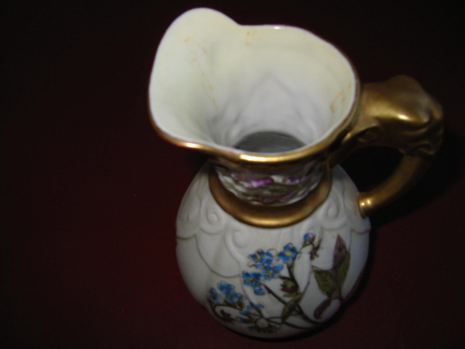 Royal Worcester Jug Porcelain Pitcher Elephant Gold Handle - Designer Unique Finds 