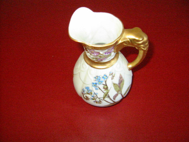 Royal Worcester Jug Porcelain Pitcher Elephant Gold Handle - Designer Unique Finds 