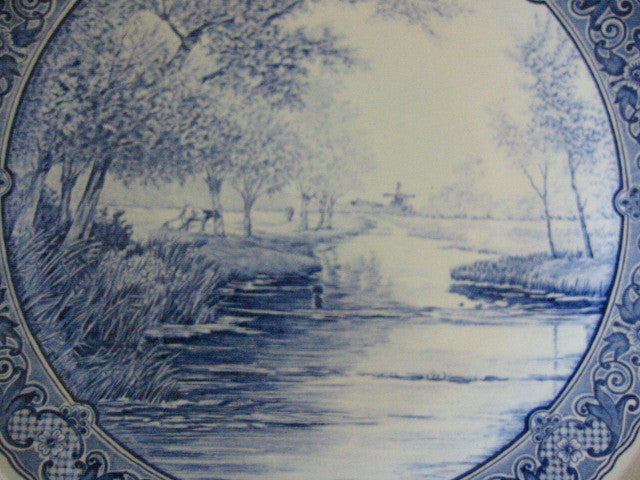 Royal Sphinx Boch Blue Delft Charger Transfer Dutch Landscape - Designer Unique Finds 