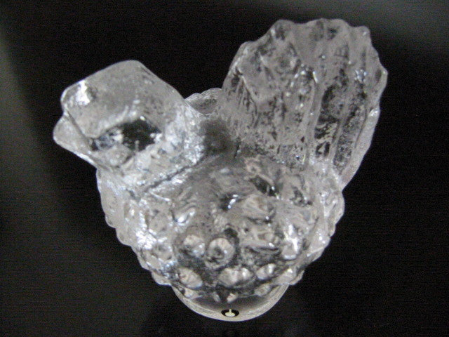 Pukeberg Sweden Crystal Chick Bird Signed Art Glass - Designer Unique Finds 