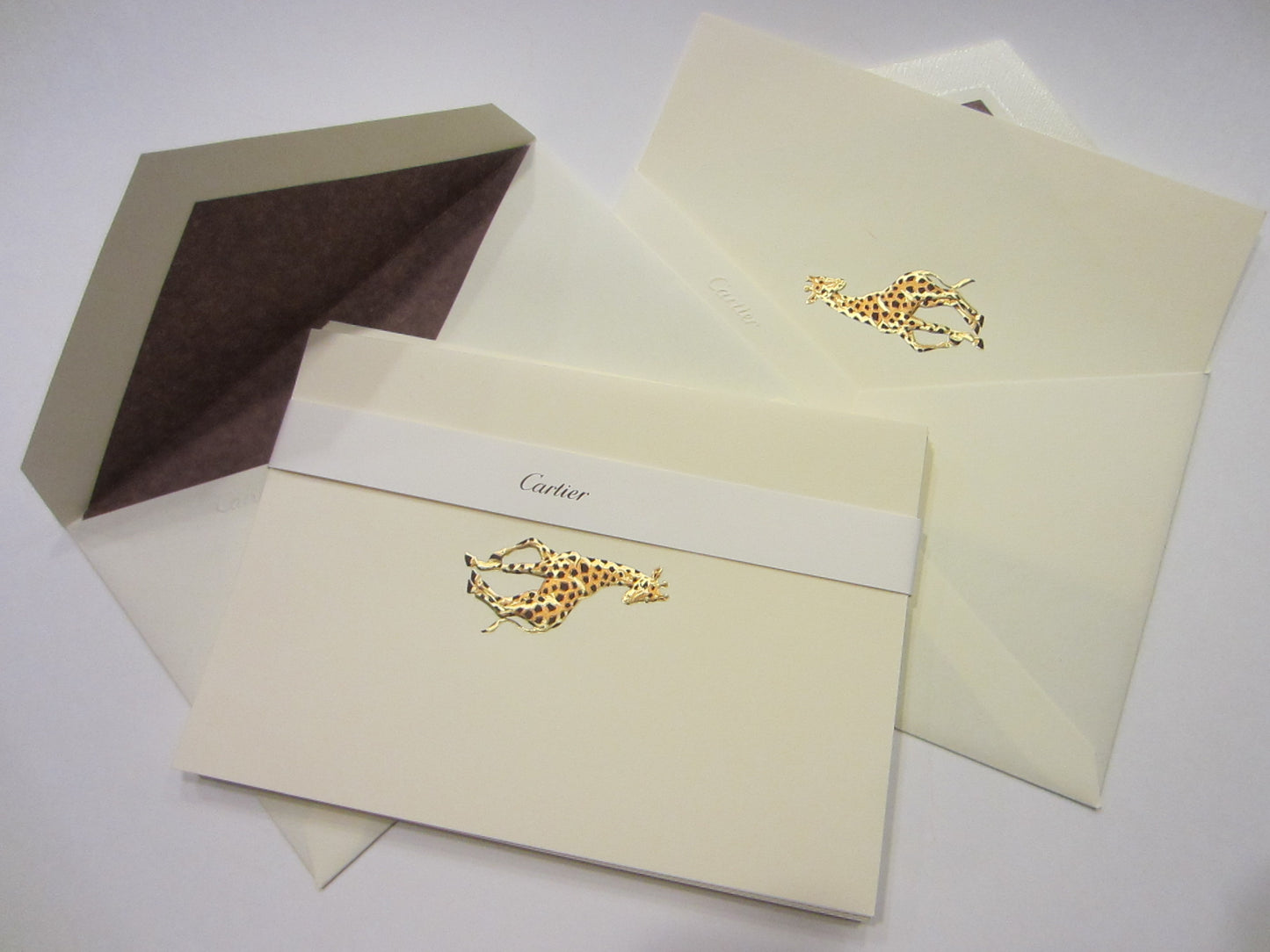 Cartier Note Cards Gold Giraffes Stationary Desk Accessories