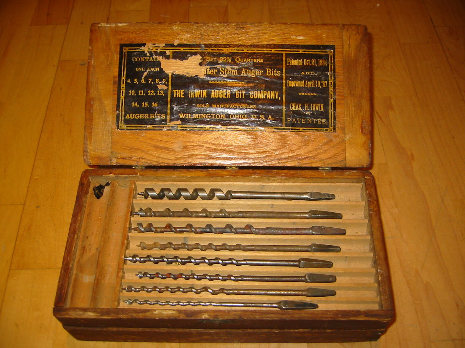 Irwin Auger Bit Ohio Carpentry Wood Tool Box Set - Designer Unique Finds 