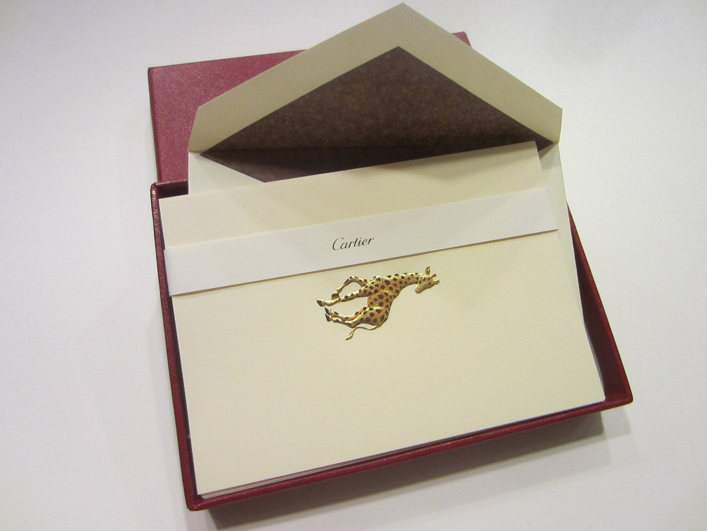 Cartier Note Cards Gold Giraffes Stationary Desk Accessories - Designer Unique Finds 