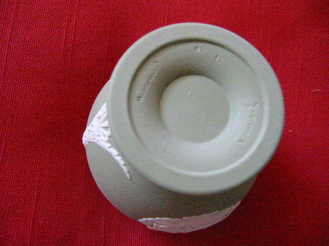 Wedgwood Green Vase England Jasper Green White Aphrodite - Designer Unique Finds 