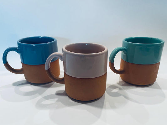 Three Terracotta Glazed Coffee Tea Mugs Loneoak Co USA